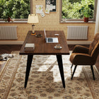 Homy Casa 63" Multi-Functional Writing Desk - Walnut Finish-Modern Industrial Style – Walnut finish and black metal legs add a stylish touch