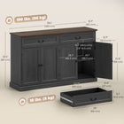 HOMCOM 55.1" L Sideboard Buffet Cabinet with Charging Station - Black Wood Grain-Farmhouse charm with decorative top edge, paneled doors and vintage handles for warmth