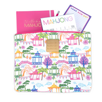 Hilroy Mahjong Large Fashion Pouch - 12" W x 9" H x 3" D-Decorative iron logo plate with debossed logo detail