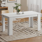 HOMCOM 63" Modern Dining Table with Wood Effect - White-Seats up to six and offers plenty of space for meals