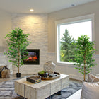 HOMCOM 6' Artificial Ficus Trees for Indoor Home Decor - Green - 2 Pack-Low maintenance required 