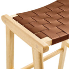 Modway Saoirse Leather Wood Bar Stool - Natural Brown - Set of 2-9