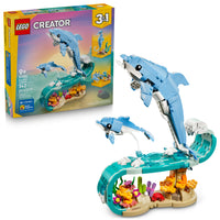 LEGO Creator Sea Animals: Beautiful Dolphins-LEGO Creator 3 in 1 set gives kids ages 9+ 3 animal figure building options