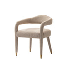 Manhattan Comfort Aspen 23.2" Mid-Century Modern Tweed Upholstered Dining Armchair - Gold Dust - Set of 2-Unique Upholstered Legs with Stainless Steel Gold Feet