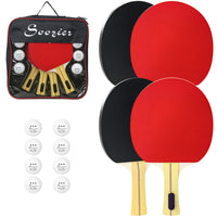 Soozier Ping Pong Paddle Set with 4 Portable Table Tennis Rackets - 8 Balls-P2 plywood and 1.5 mm rubber for excellent grip and durability 