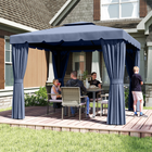 Outsunny 10 ft W x 10 ft L Outdoor Patio Gazebo Shelter Tent with Sidewalls - Dark Blue-Outer curtains are coated polyester to protect against the sun