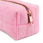 Fashion Stationery Quilted Plush Pencil Case - 7.87" L x 3.14" W x 3.14" H - Pink-Secure zipped compartment