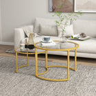 HOMCOM Modern Nesting Tables with Glass Top - Gold Tone - 2 Pack-Suctions under tempered glass to enhance stability
