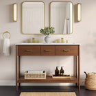 Modway Zaire 48" Double Sink Compatible Bathroom Vanity Cabinet - Walnut-Metal Handle Pulls