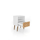 Manhattan Comfort Liberty 1.0 Nightstand, White and 3D Brown (203AMC67)-Perfect for Storage or Display items.