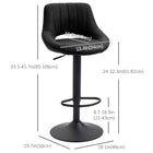 HOMCOM Adjustable Counter Height Swivel Bar Stools - Black - 2 Pack-Channel tufts and undercut design make a distinctive statement in any setting
