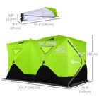 Outsunny 8-Person Insulated Ice Fishing Tent - Pop-up - for -22℉ - Green-Zippered doors for you to enter the tent easily and freely      
