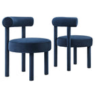 Modway Toulouse Performance Velvet Dining Chair - Midnight Blue - Set of 2-Modern Dining Chair