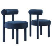 Modway Toulouse Performance Velvet Dining Chair - Midnight Blue - Set of 2-Modern Dining Chair