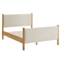 Modway Maven Full Size Fabric Upholstered Platform Bed - Ivory Oak-Wooden Bed Frame