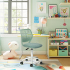 Homy Casa Colorful Fabric Teen Task Chair - Aqua Green-Breathable Backrest: The stylish cut-out design provides ventilation, keeping your back cool and comfortable