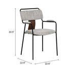 Zuo Couva Dining Chair - Grey Tweed - Set of 2-3 year limited warranty