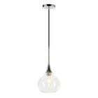 Hudson&Canal Ida 9.5" Wide Pendant with Glass Shade - Polished Nickel/Clear-Paired with a clear teardrop glass shade