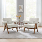 Modway Lyra Boucle Fabric Armchair - Ivory - Set of 2-Plywood Frame, Rubber Wood Legs