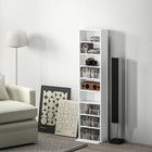 HOMCOM 9-Tier Media Storage Cabinet - 55.1" H - White-Remove and adjust shelves to accommodate up to 120 DVDs