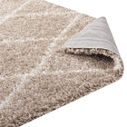 Modway Toryn Diamond Lattice Shag Area Rug - 5 ft W x 8 ft L - Beige/Ivory-7