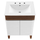 Modway Render 24" Bathroom Vanity - White/Walnut/White-Dual Soft-Close Doors