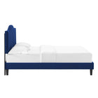 Modway Juniper Channel Tufted Performance Velvet King Platform Bed - Navy-Reinforced Center Beam and Support Legs