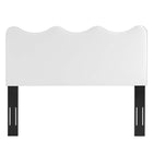 Modway Current Performance Velvet Queen Platform Bed with Wood Legs and Gold Metal Sleeves - White-10