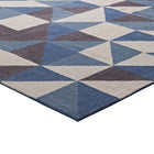 Modway Kahula Geometric Triangle Mosaic Area Rug - 8 ft W x 10 ft L - Blue White/Grey-Gripping Jute Fabric Underside