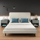 Manhattan Comfort Granville 18.11" Modern 1-Drawer Nightstand 2-Piece Set - Light Grey-Includes 1 Full Extension Drawers with Top Drawer Designed in Vertical Textured Ribbed Lines Made from Solid Wood