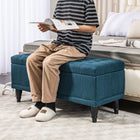 HOMCOM Flip Top Storage Ottoman Bench for End of Bed - Blue-Wide top opens to expose ample extra storage space 