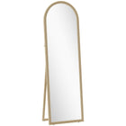 HOMCOM Arched Full Body Mirror - 21" W x 64" H - Beige-Full size mirror allows viewing of entire outfit effortlessly 