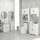 Kleankin Bathroom Linen Tower Cabinet with Three Open Shelves - White-Anti-tipping design ensures safety  