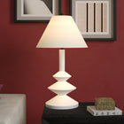 Hudson&Canal Abilene 28" Tall Triple Gourd Lamp with Fabric Shade - Matte White/White-Includes a black 6 ft. cord and is operated with an on/off rotary socket switch