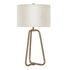 Hudson&Canal Marduk 25.5" Tall Table Lamp with Fabric Shade - Brass/White-Paired with a white drum fabric shade