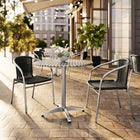 31.5'' Round Aluminum Indoor-Outdoor Table with 2 Black Rattan Chairs (TLH-ALUM-32RD-020BKCHR2-GG)-31.50"W x 31.50"D x 27.50"H