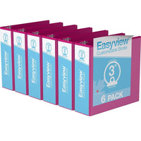 Davis Group Easyview Premium Binder - Round Ring - Customizable - 3" - Pink - 6 Pack-3 Ring Binder