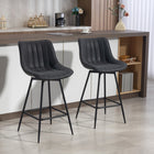 HOMCOM 27" Counter Height PU Leather Bar Stools - Black - 2 Pack-Seat swivels a full 360 degrees, making conversation and access easy

