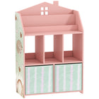Qaba Kids Bookshelf with Toy Storage, Book Display, Shelves and Fabric Drawers - Pink-Features book display, shelves and drawers, making organizing toys and books easy
