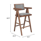 Zuo Delhi Barstool - Grey/Walnut - Set of 2-3 year limited warranty