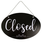 Cosco Indoor Open and Closed Sign with Chain - 8" x 12" - Black and White-Designed for indoor use, the 8" x 12" size provides high visibility in retail stores, offices, and service environments