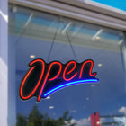 Futech LED Open Sign - 24" W x 13" H - Red/Blue-Includes Hanging Metal Chain