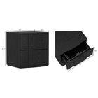 Manhattan Comfort Clive 22" Mid-Century Modern 2-Drawer Nightstand - Black-Sculpted drawer fronts feature vertical curves that create a rhythmic, dimensional surface