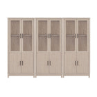 Manhattan Comfort Jodie 31" Mid-Century Modern Bookcase - Whitewashed Oak - Set of 3-Mid-Century Modern Bookcase for Home Office, Living Room, and Extra Storage Use. Set of 3