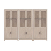 Manhattan Comfort Jodie 31" Mid-Century Modern Bookcase - Whitewashed Oak - Set of 3-Mid-Century Modern Bookcase for Home Office, Living Room, and Extra Storage Use. Set of 3
