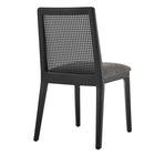 Modway Monarch Wood and Rattan Dining Side Chair - Black/Grey-7