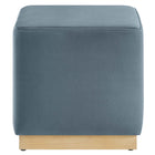 Modway Tilden 17" Square Performance Velvet Upholstered Ottoman - Cadet Blue/Natural-Weight Capacity: 506 lbs.