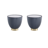 Manhattan Comfort Anderson 18.43" Modern Leatherette Upholstered End Table - Grey - Set of 2-Modern End Table - Set of 2 for Living Room Use