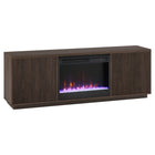 Hudson&Canal Hanson TV Stand with 26" Crystal Fireplace for TV's up to 75" - Alder Brown-Features an electric fireplace with crystal flame-bed and two enclosed cabinets with 4 shelves for ample storage