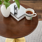 Modway Lippa 20" Round Wood Side Table - Gold Walnut-Non-Marking Felt Pad